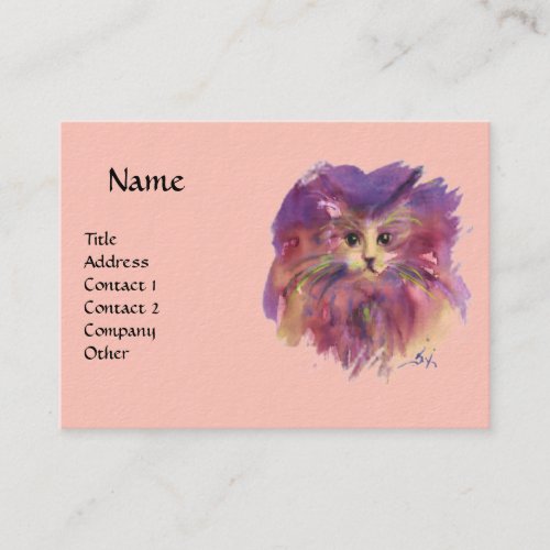 PINK PURPLE KITTENKITTY CAT PORTRAIT BUSINESS CARD