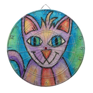 Pink Purple Kitty Cat Dartboard With Darts