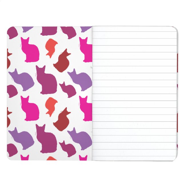 Pink Purple Kitty Cat Silhouettes Pattern Gifts Journal (Inside Front)