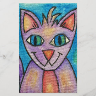Pink Purple Kitty Cat Stationery