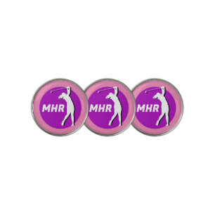 Pink/Purple Lady Golfer Monogram Golf Ball Marker