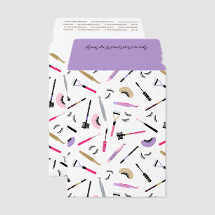 Pink Purple Lash Artist Pattern Logo & QR Code Envelope Mailers