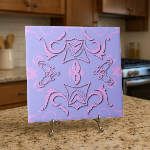 Pink Purple Lavender Damask Baroque Ornate Pattern Ceramic Tile