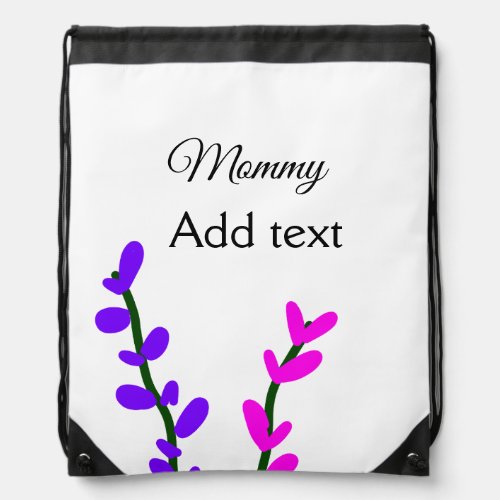 Pink purple lavender mommy mothers day mom gift drawstring bag