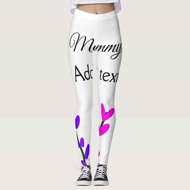 Pink purple lavender mommy mother's day mom gift leggings (Front)