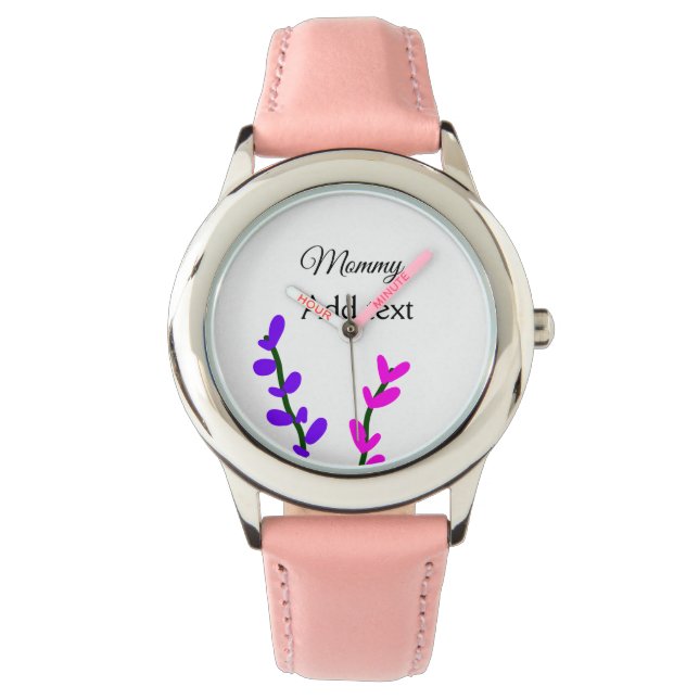 Pink purple lavender mommy mother's day mom gift watch (Front)