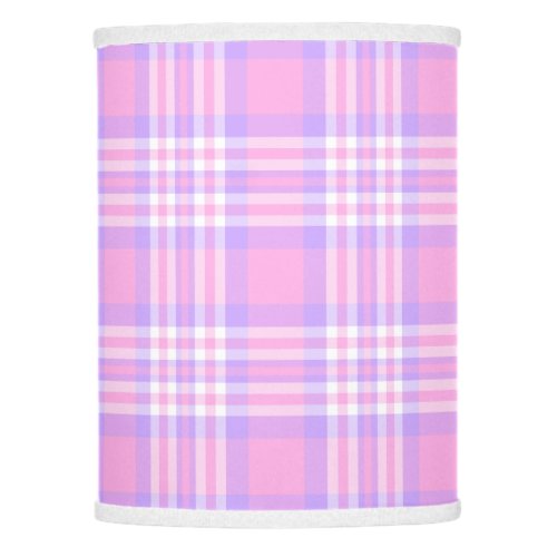 Pink Purple Lavender Plaid Gingham Check Girl Lamp Shade