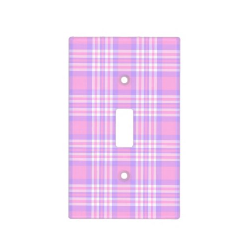 Pink Purple Lavender Plaid Gingham Check Girl Light Switch Cover