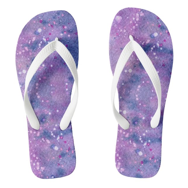 Pink Purple Lavender Watercolor Paint Spatters  Flip Flops (Footbed)