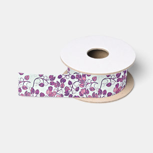 Pink + Purple Leaves Satin Ribbon