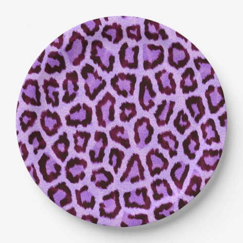 Pink Purple Leopard Fur Spots Pattern Paper Plates