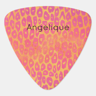 Pink & Purple Leopard & Monogram or Name Guitar Pick