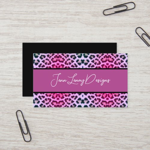 Pink Purple Leopard Print Animal Pattern Business Card