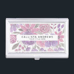 Pink Purple Light Sage Green Floral Watercolor Business Card Case<br><div class="desc">This elegant and pretty pattern is perfect for the trendy and stylish woman. It features hand-painted pink, purple, and light sage green flowers and leaves on top of a simple white background. It's artsy, girly, country, cute, unique, and trendy. ***IMPORTANT DESIGN NOTE: For any custom design request such as matching...</div>