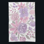 Pink Purple Light Sage Green Floral Watercolor Kitchen Towel<br><div class="desc">This elegant and pretty pattern is perfect for the trendy and stylish woman. It features hand-painted pink, purple, and light sage green flowers and leaves on top of a simple white background. It's artsy, girly, country, cute, unique, and trendy. ***IMPORTANT DESIGN NOTE: For any custom design request such as matching...</div>