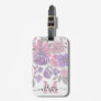 Pink Purple Light Sage Green Floral Watercolor Luggage Tag