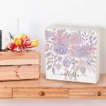 Pink Purple Light Sage Green Floral Watercolor Wooden Box Sign<br><div class="desc">This elegant and pretty pattern is perfect for the trendy and stylish woman. It features hand-painted pink, purple, and light sage green flowers and leaves on top of a simple white background. It's artsy, girly, country, cute, unique, and trendy. Just customize this design with your own personalized monogram name and...</div>