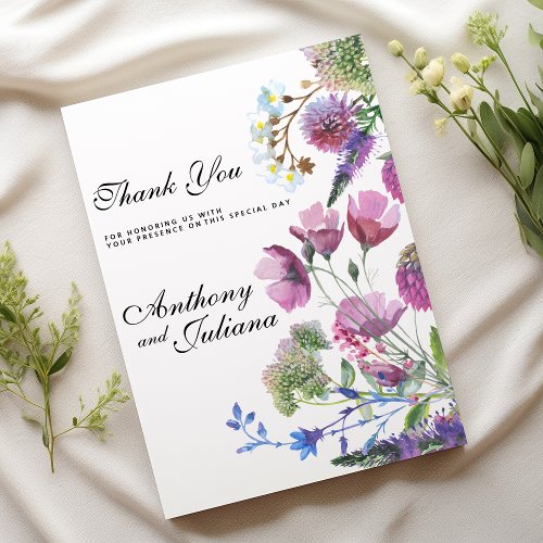  Pink purple lilac wildflower summer Thank You  Invitation