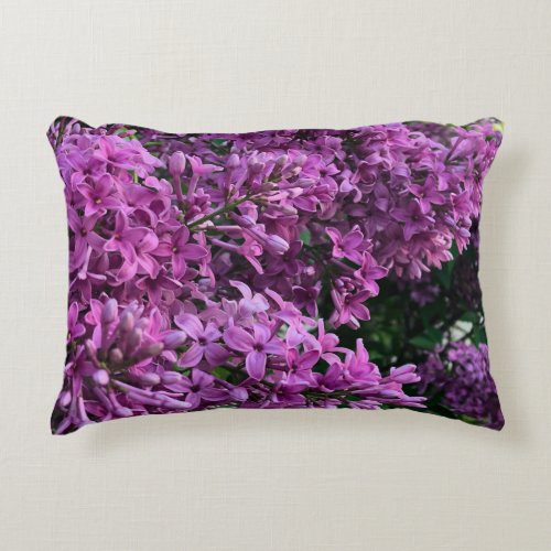 Pink purple lilacs  romantic pink floral photo accent pillow