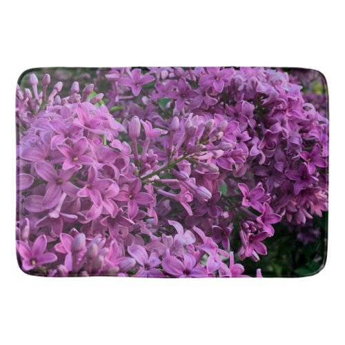 Pink purple lilacs  romantic pink floral photo bath mat