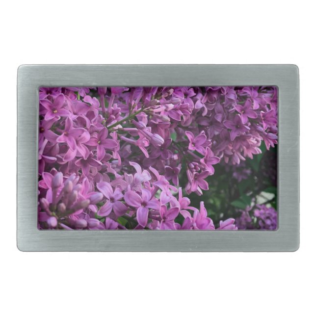 Pink purple lilacs | romantic pink floral photo belt buckle (Front)