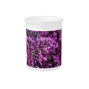 Pink purple lilacs   romantic pink floral photo beverage pitcher