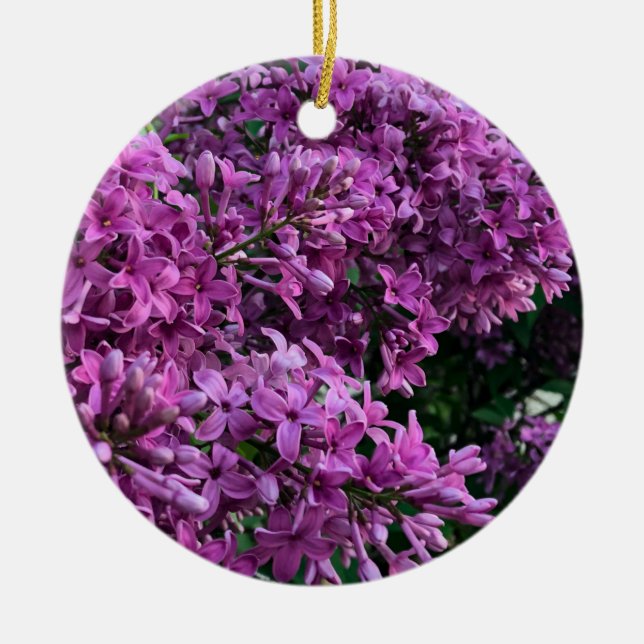 Pink purple lilacs | romantic pink floral photo ceramic ornament (Front)