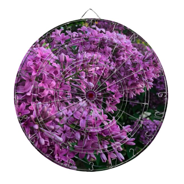 Pink purple lilacs | romantic pink floral photo dart board (Front)