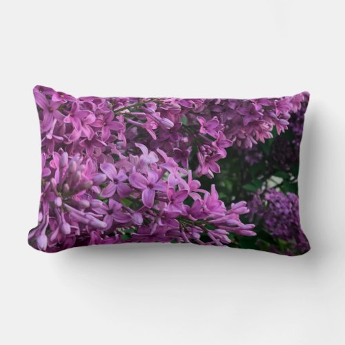 Pink purple lilacs  romantic pink floral photo lumbar pillow