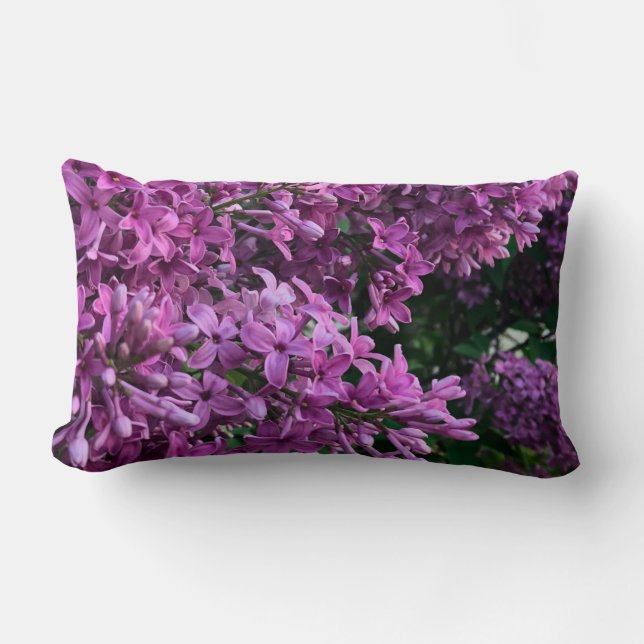 Pink purple lilacs | romantic pink floral photo lumbar pillow (Front)