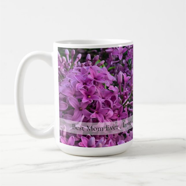 Pink purple lilacs romantic pink floral photo Mom  Coffee Mug (Left)