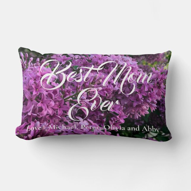 Pink purple lilacs romantic pink floral photo Mom  Lumbar Pillow (Front)