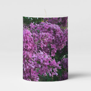 Pink purple lilacs romantic pink floral photo pillar candle