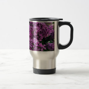 Pink purple lilacs   romantic pink floral photo travel mug