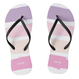 Pink & Purple Lipstick Stripes Flip Flops