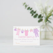 Pink & Purple Little Clothes Diaper Raffle Tickets Enclosure Card (Standing Front)