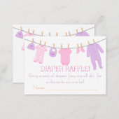 Pink & Purple Little Clothes Diaper Raffle Tickets Enclosure Card (Front/Back)