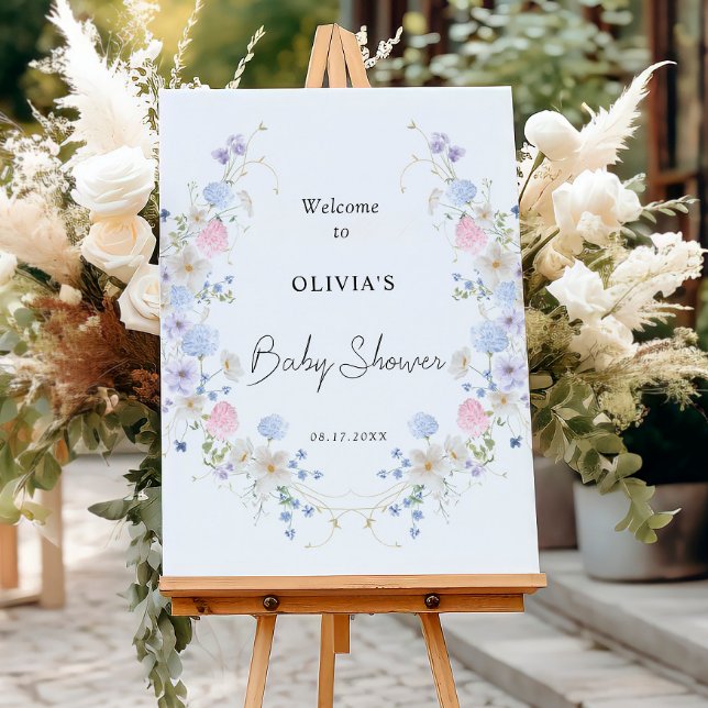 Pink Purple Little Wildflower Baby Shower Welcome Foam Board (Creator Uploaded)