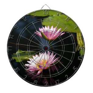 Pink Purple Lotus Waterlilies Dartboard With Darts