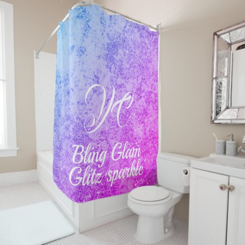 Pink Purple Luxury Girly Sparkle Bling Shower Curtain