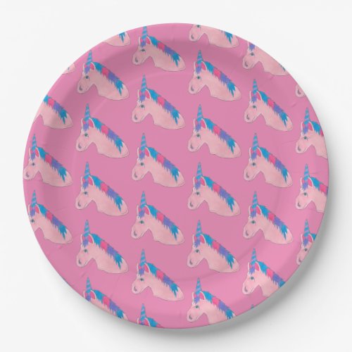 Pink Purple Magical Horse Unicorn Birthday Party Paper Plates