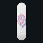 Pink Purple Magical Unicorn Fantasy Skateboard<br><div class="desc">Magical unicorn with pink and purple hair decorated with scattered gold stars.</div>