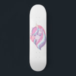 Pink Purple Magical Unicorn Fantasy Skateboard<br><div class="desc">Magical unicorn with pink and purple hair decorated with scattered gold stars.</div>