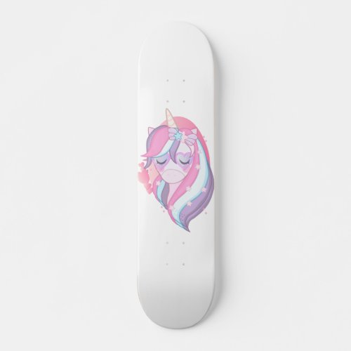 Pink Purple Magical Unicorn Fantasy Skateboard