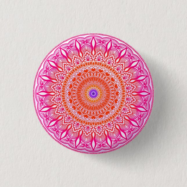 Pink purple Mandala Button (Front)