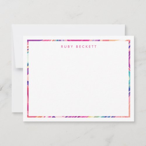 Pink Purple Marbling Abstract Colorful II Note Card