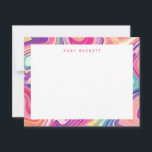 Pink Purple Marbling Abstract Colorful  Note Card<br><div class="desc">Original artwork of pink,  purple,  peach and turquoise colorful marbling</div>