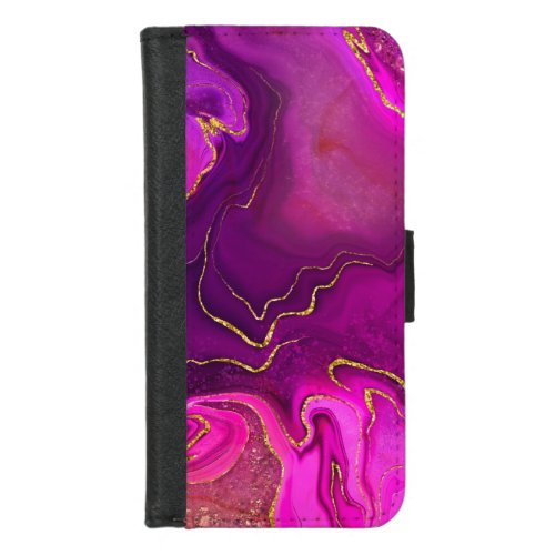 Pink purple marbling design iPhone 87 wallet case