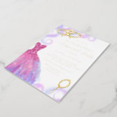 Pink Purple Masquerade Party Dress Quinceanera   Foil Invitation (Rotated)