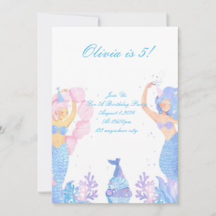 Pink purple Mermaid Birthday invitation 